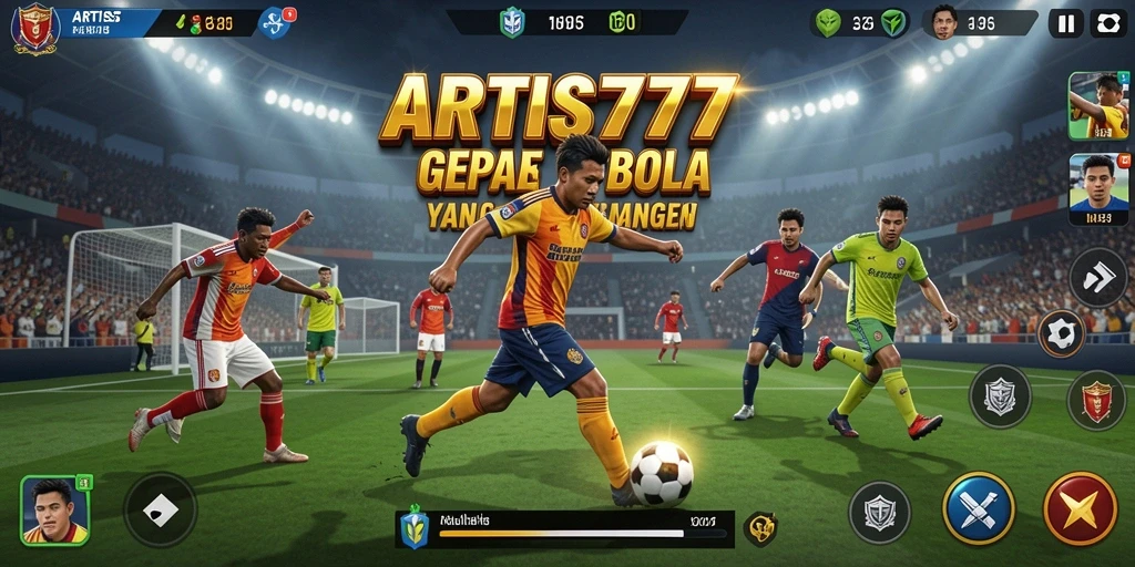 Tampilan gameplay <strong>ARTIS777</strong> saat pertandingan sepak bola yang menegangkan.