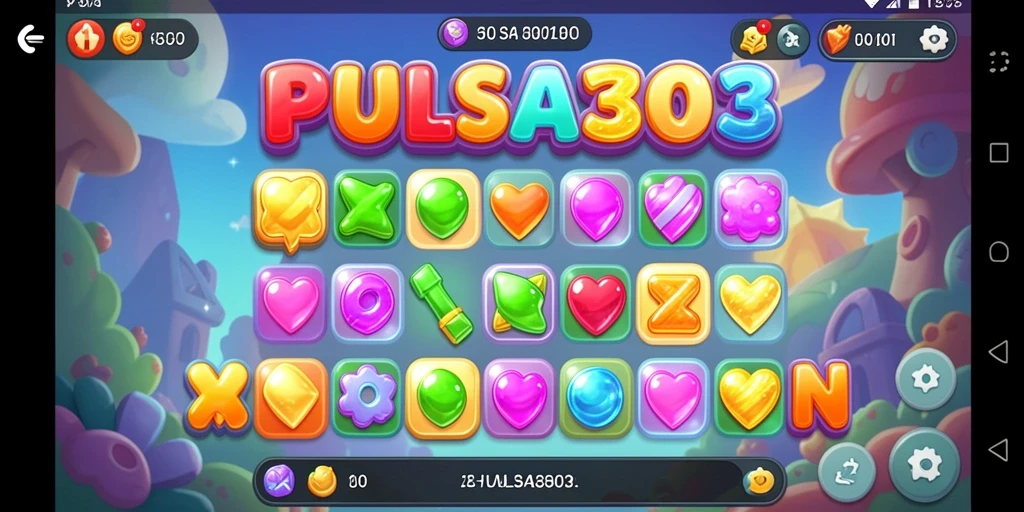 Tangkapan layar PULSA303 menampilkan grafik colorful dan gameplay Match-3 yang menarik.